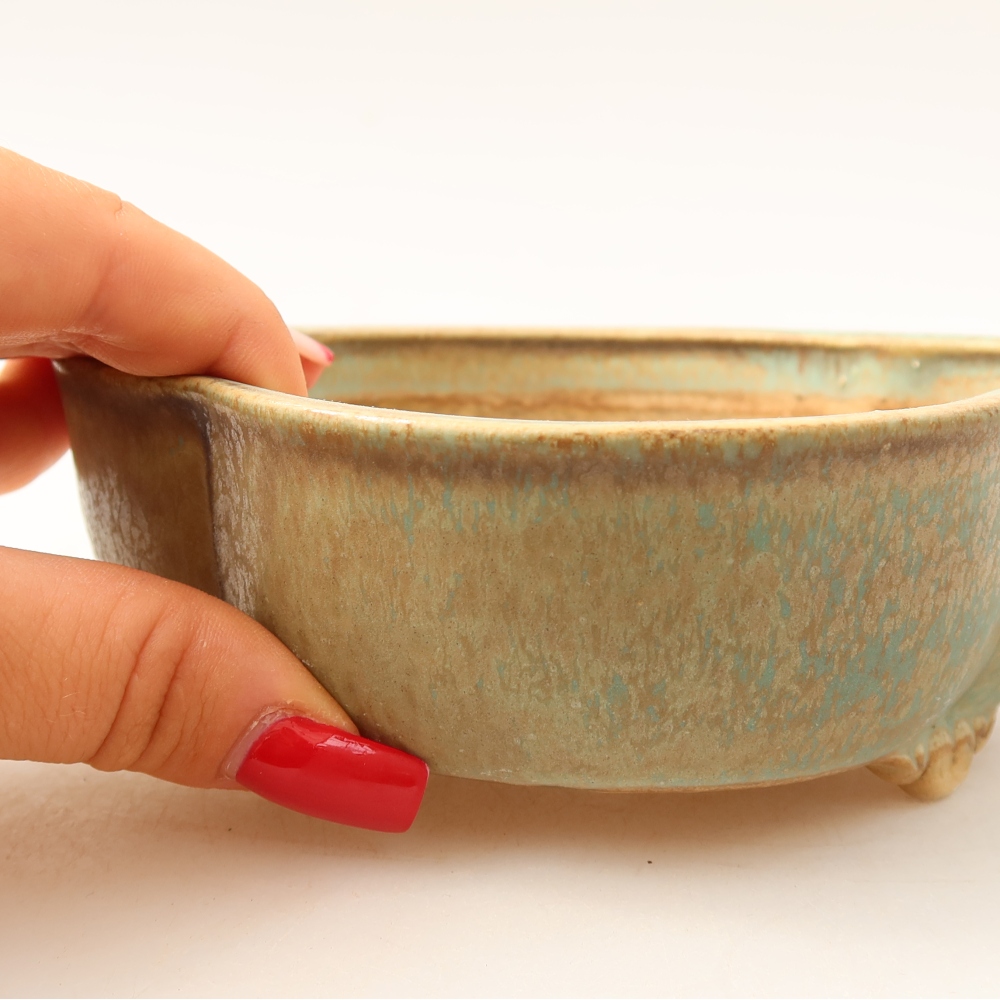 Vaso da bonsai in ceramica 13,5 x 12,5 x 5 cm, colore verde