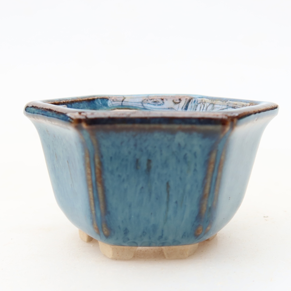 Vaso da bonsai in ceramica 5,5 x 5 x 3 cm, colore blu