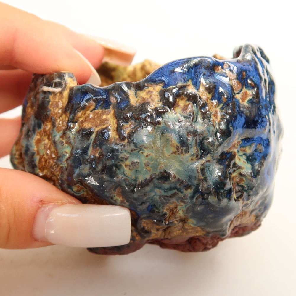 Guscio in ceramica  7 x 7 x 5,5 cm, colore blu-marrone