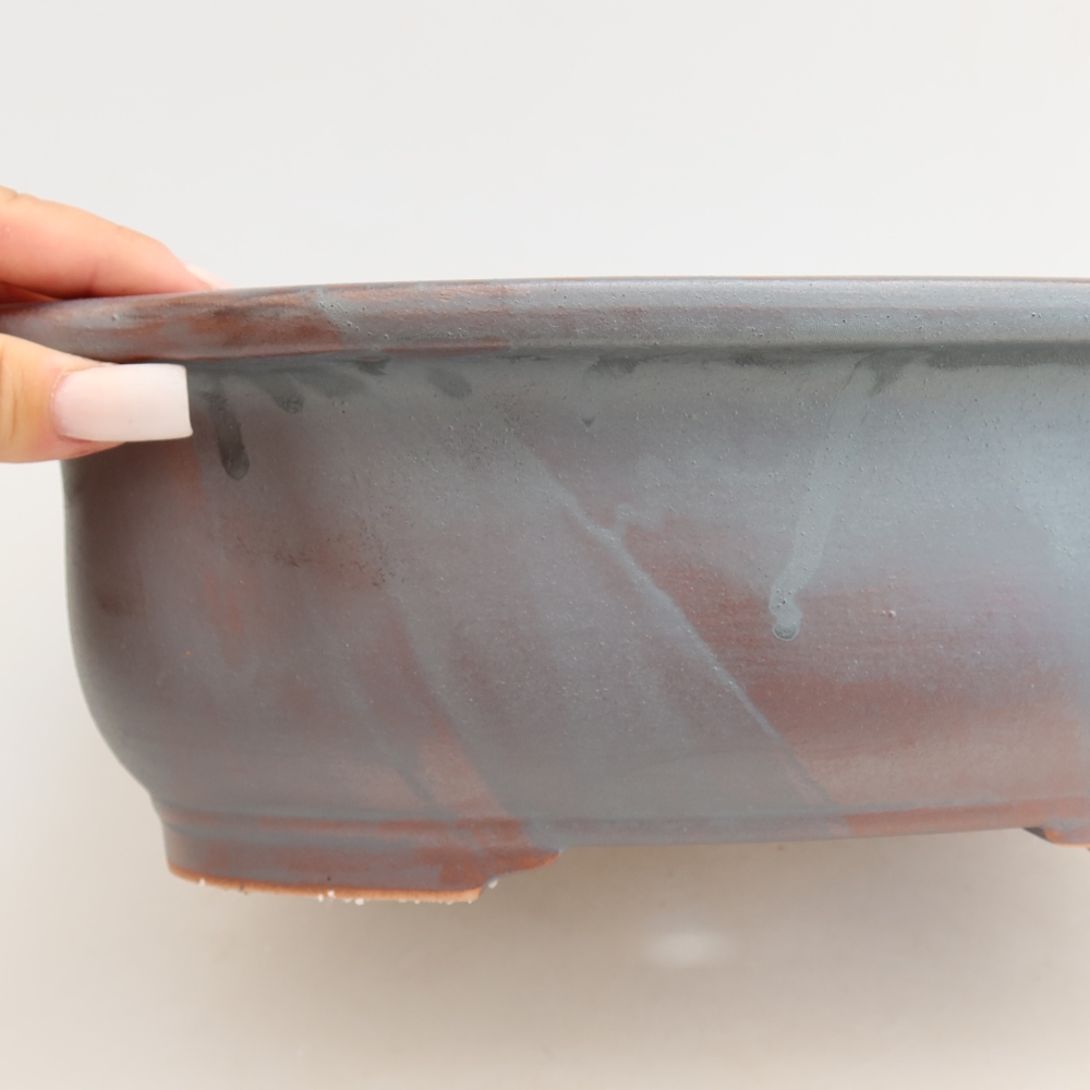 Vaso da bonsai in ceramica 30,5 x 25,5 x 10,5 cm, colore metallizzato