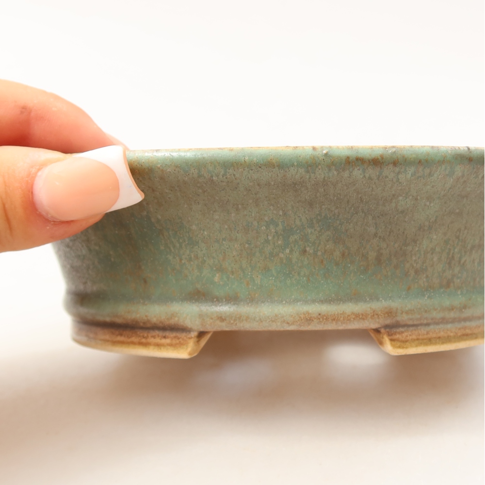 Ciotola per bonsai in ceramica 14,5 x 12,5 x 4 cm, verde