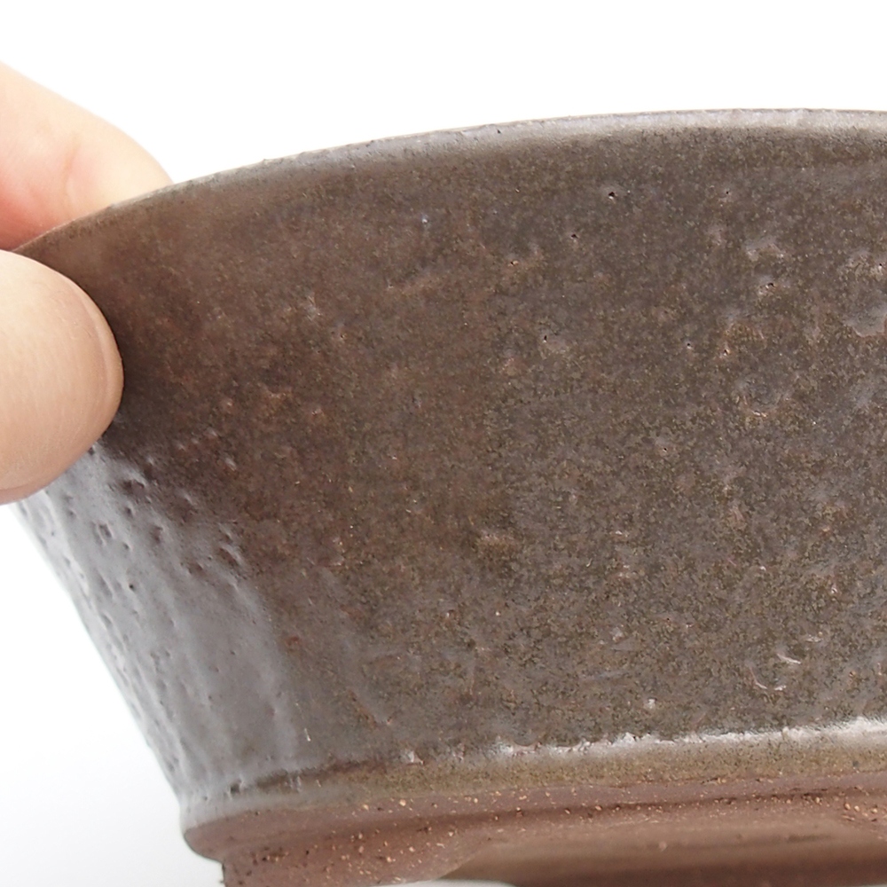 Ciotola bonsai in ceramica 17,5 x 17,5 x 6 cm, colore metallo