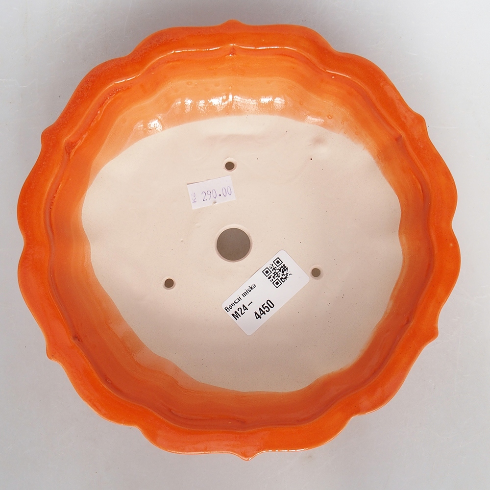 Ciotola per bonsai in ceramica 18,5 x 18,5 x 5,5 cm, arancione