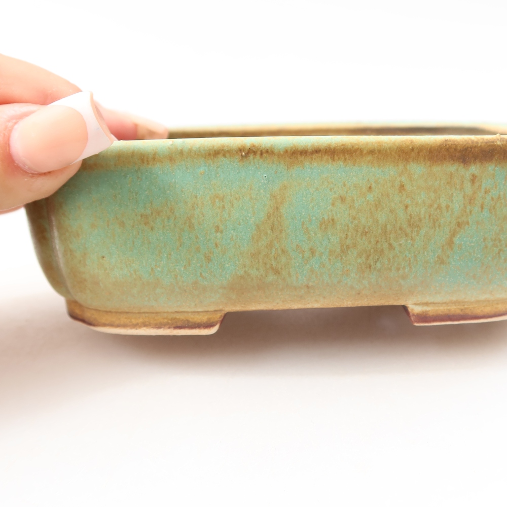 Vaso da bonsai in ceramica 14 x 12 x 4 cm, colore verde