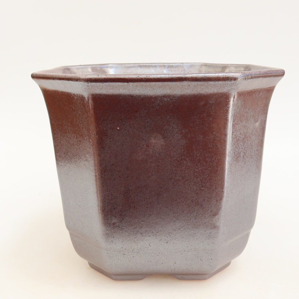 Vaso da bonsai in ceramica 17,5 x 17,5 x 15,5 cm, colore metallizzato