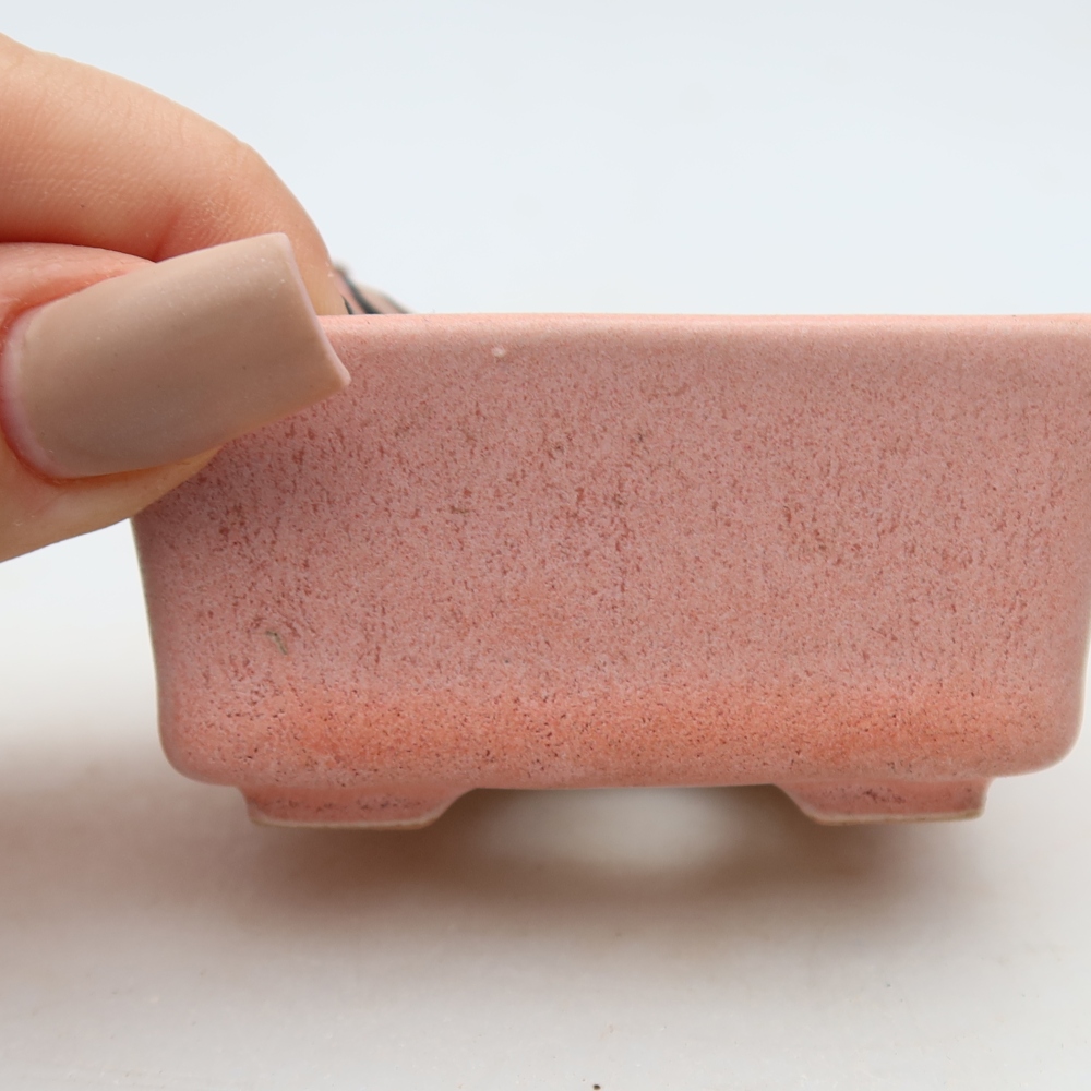 Vaso per bonsai in ceramica 7 x 7 x 3,5 cm, colore rosa