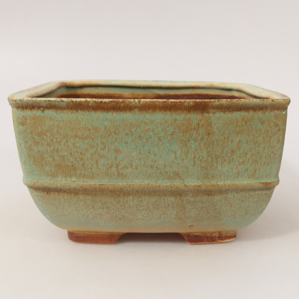 Vaso da bonsai in ceramica 16,5 x 16,5 x 9,5 cm, colore verde