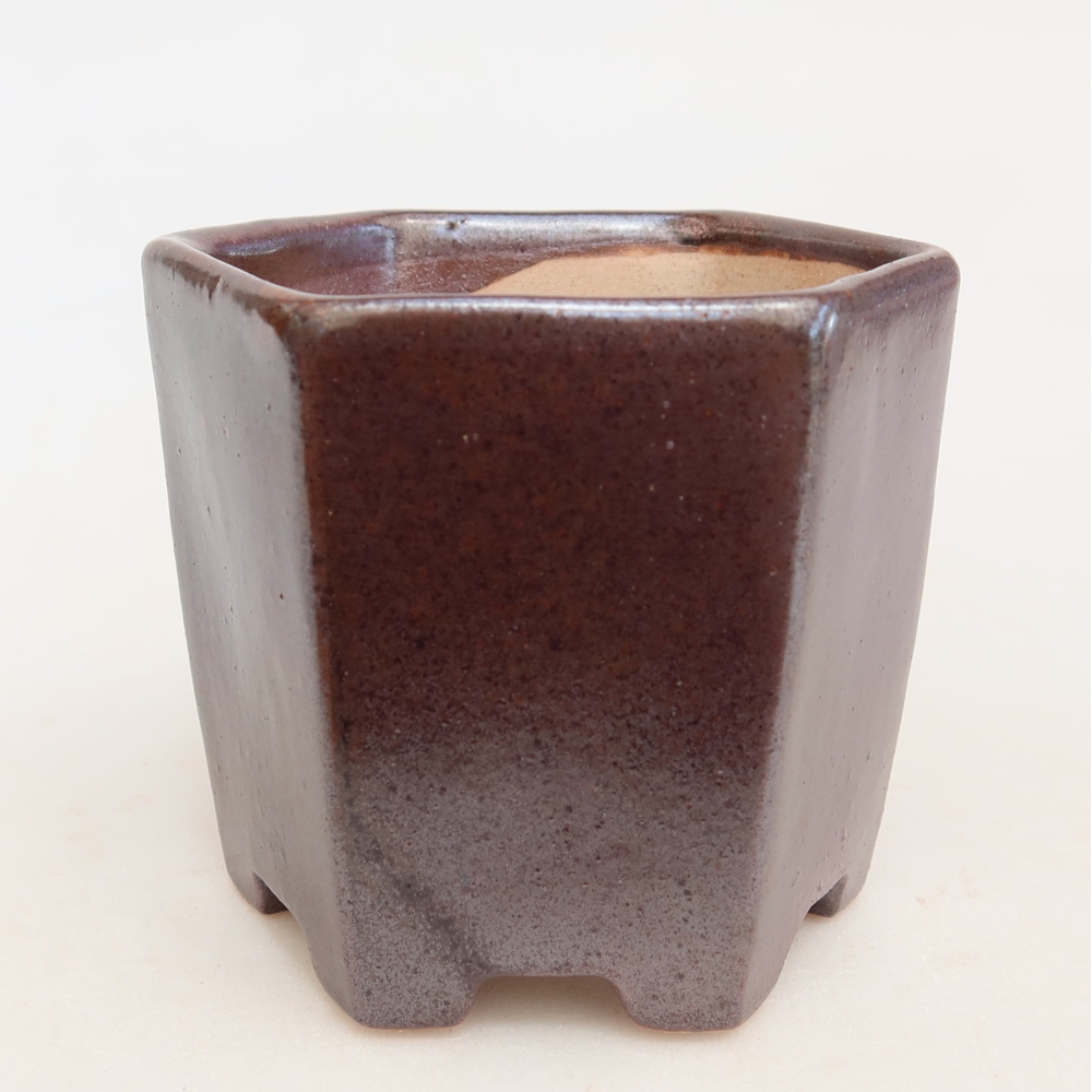 Vaso in ceramica per bonsai 9 x 8 x 8 cm, colore marrone