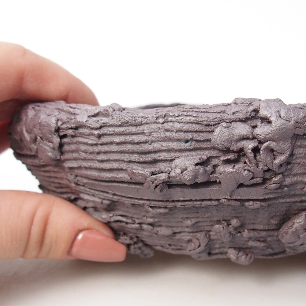 Ciotola bonsai in ceramica 16,5 x 16 x 5,5 cm, colore metallo