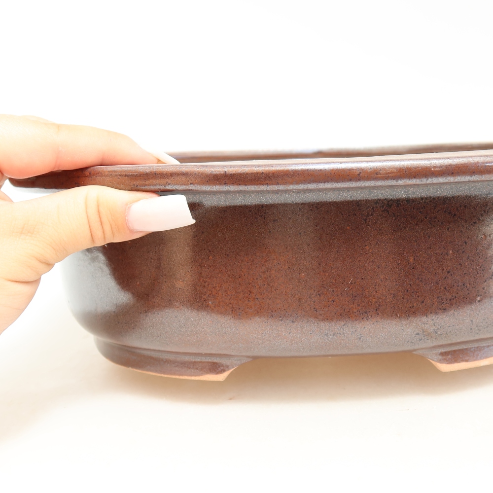 Ciotola per bonsai in ceramica 26 x 22 x 8 cm, marrone