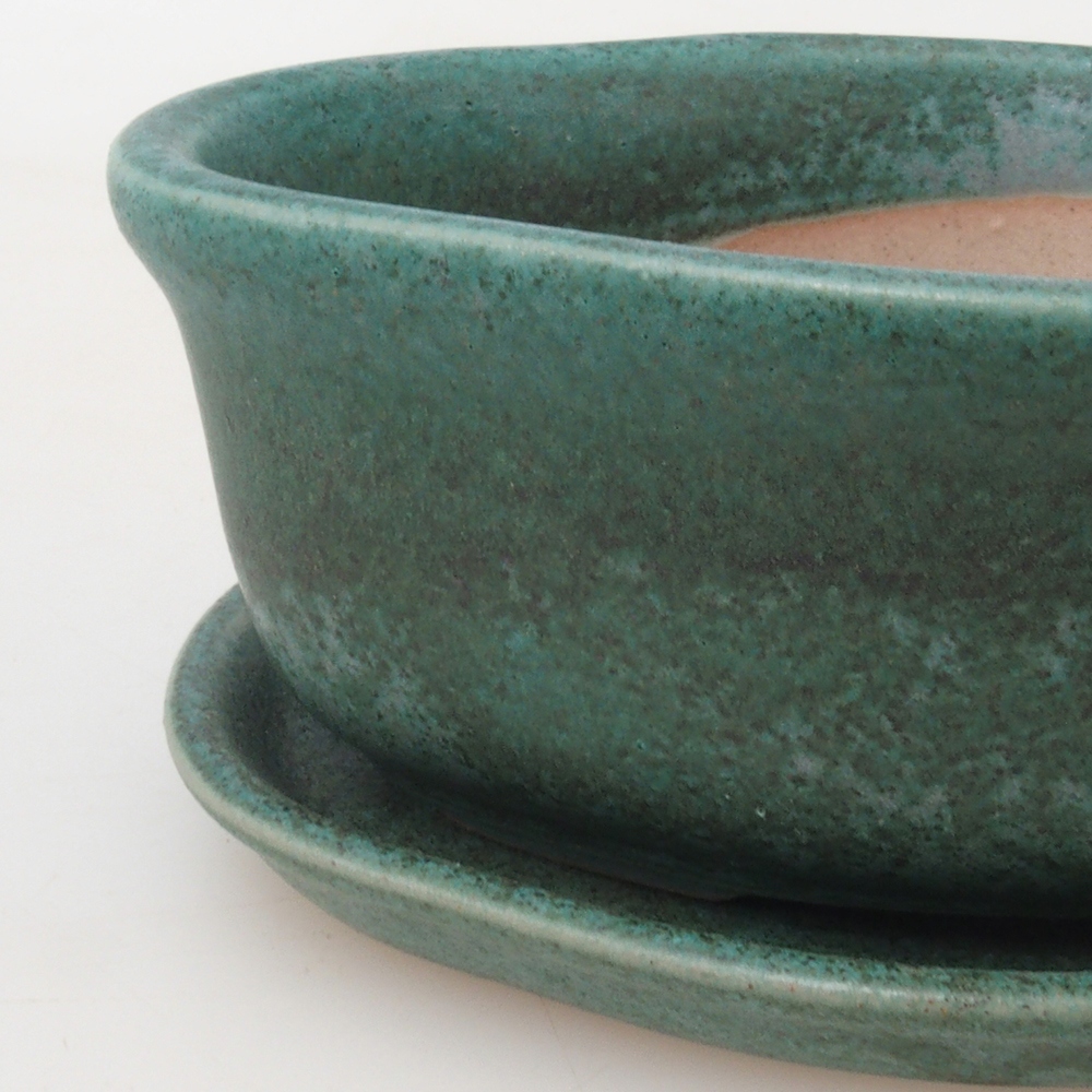 Ciotola bonsai + piattino H05 - 11 x 8 x 4 cm - verde