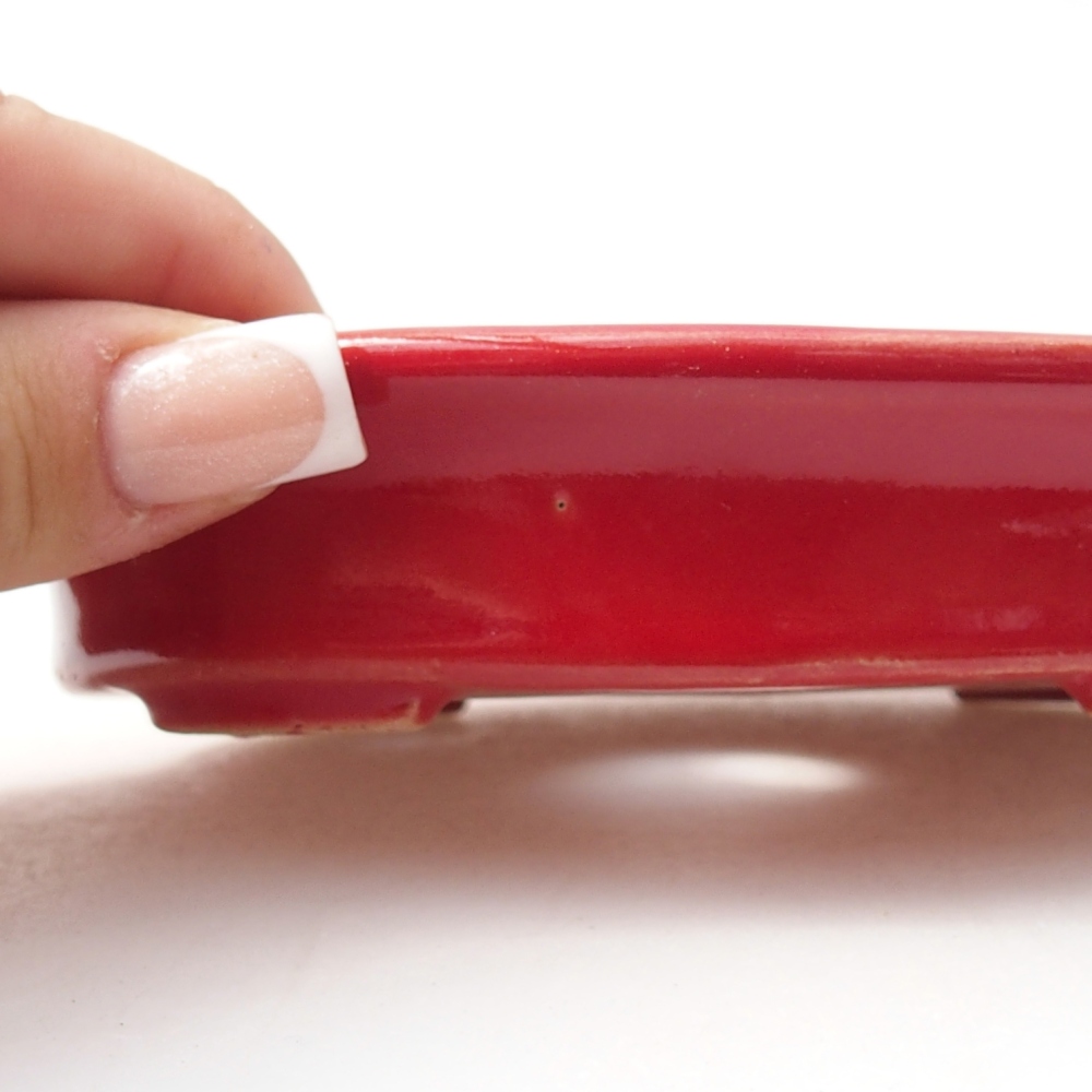 Ciotola per bonsai in ceramica 13 x 10,5 x 3 cm, colore rosso