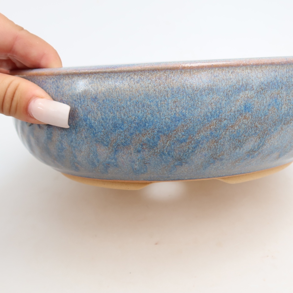 Ciotola bonsai in ceramica 21,5 x 21,5 x 6,5 cm, colore blu