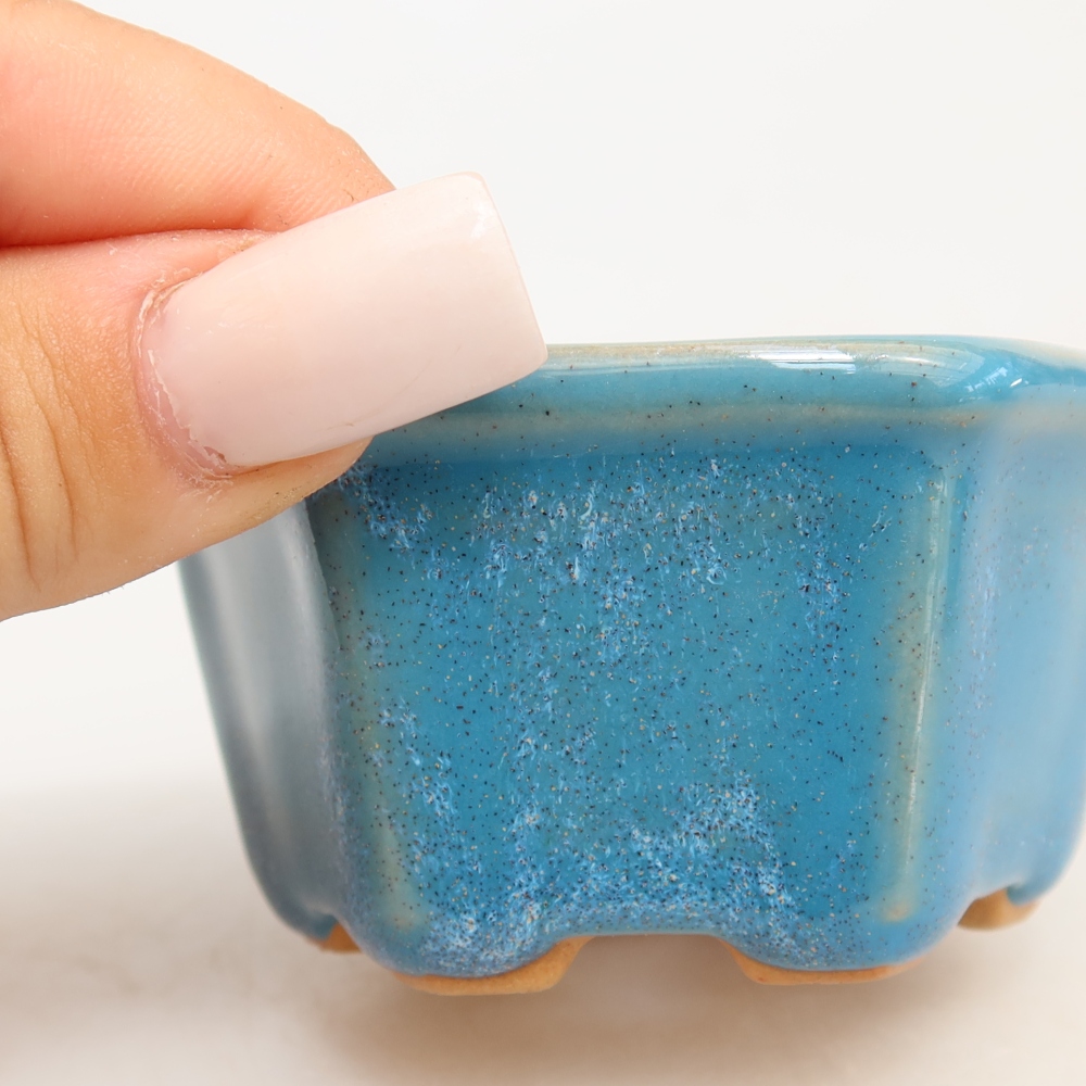 Ciotola per bonsai in ceramica 7,5 x 7 x 4 cm, colore blu
