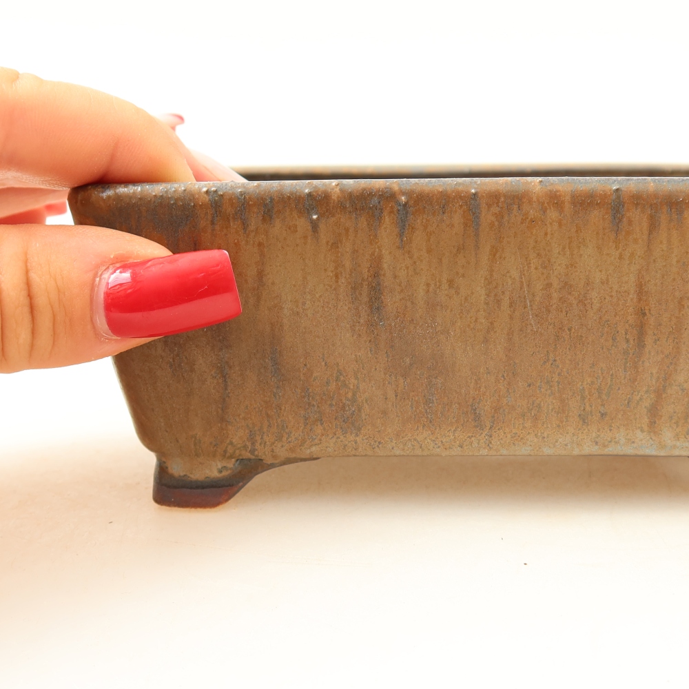 Vaso in ceramica per bonsai 13,5 x 11 x 5 cm, colore marrone