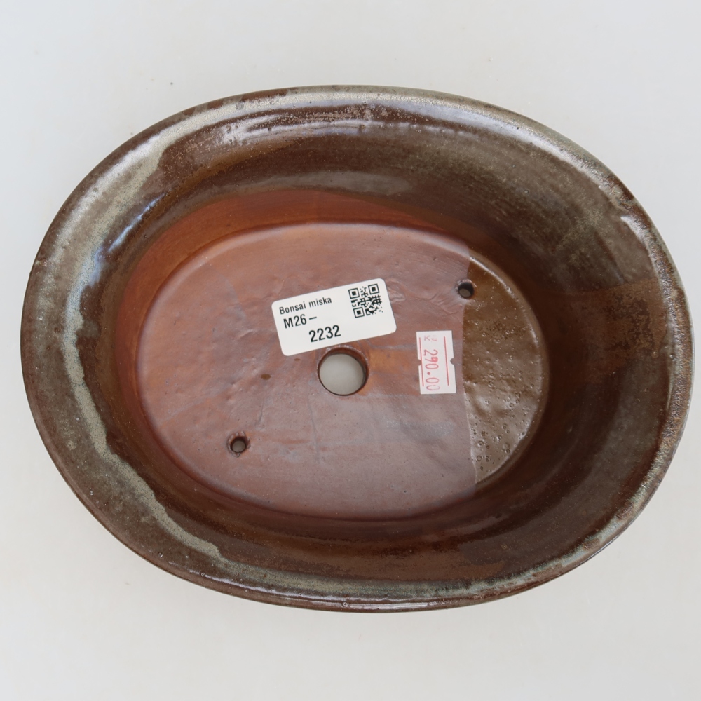 Vaso da bonsai in ceramica 19,5 x 15,5 x 6,5 cm, colore marrone