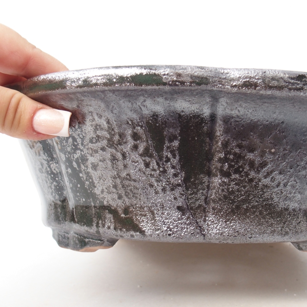 Ciotola bonsai in ceramica 26 x 26 x 8,5 cm, verde metallizzato