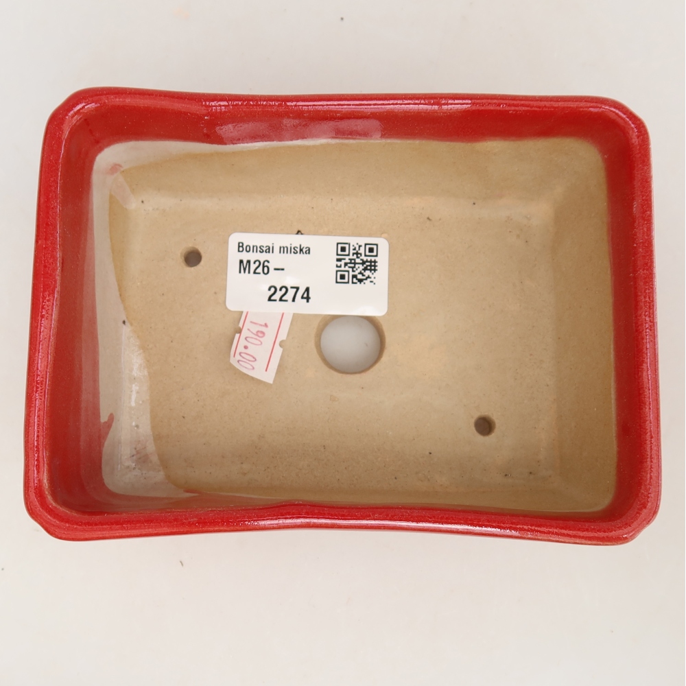 Vaso da bonsai in ceramica 13 x 9 x 5 cm, colore rosso