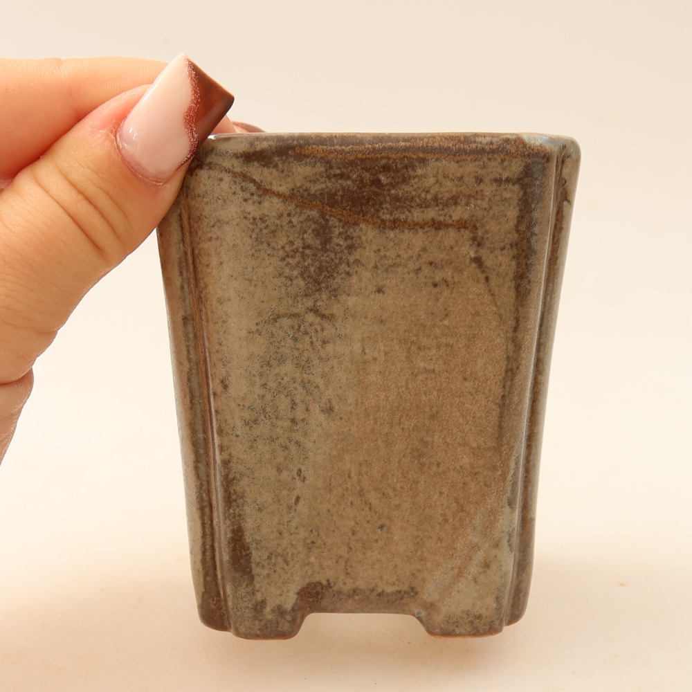 Vaso in ceramica per bonsai 7 x 7 x 8,5 cm, colore marrone