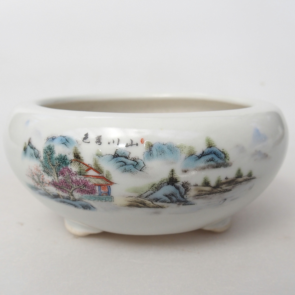 Ciotola per bonsai in ceramica 10 x 10 x 5 cm, colore bianco