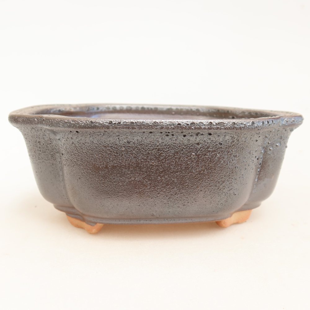 Vaso da bonsai in ceramica 13,5 x 10,5 x 5 cm, colore metallizzato