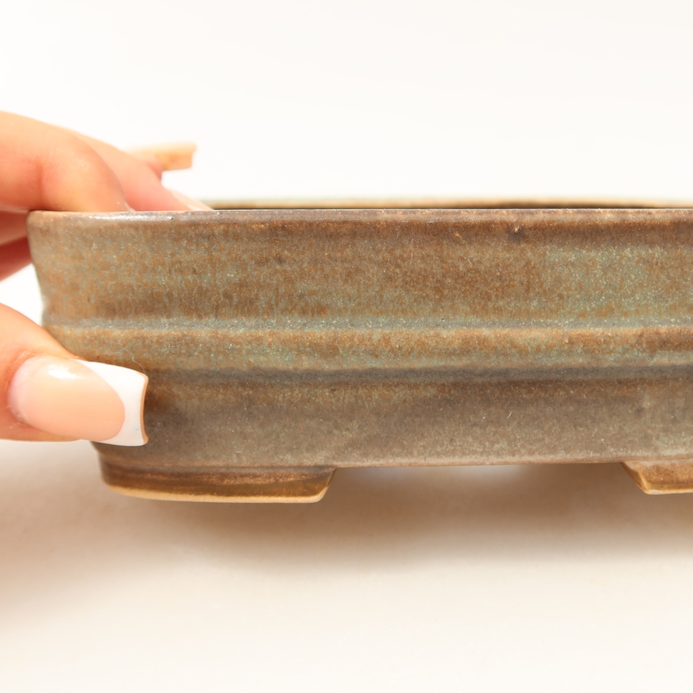 Vaso da bonsai in ceramica 14,5 x 11,5 x 4,5 cm, colore verde