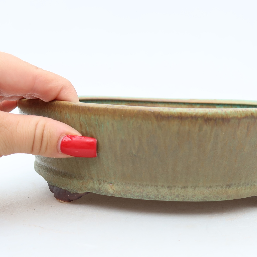 Ciotola per bonsai in ceramica 21,5 x 21,5 x 6 cm, verde