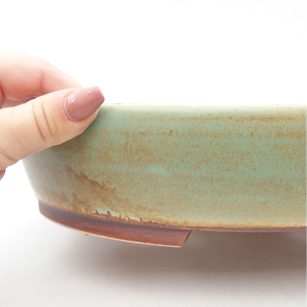 Ciotola per bonsai in ceramica 28 x 24,5 x 6 cm, verde