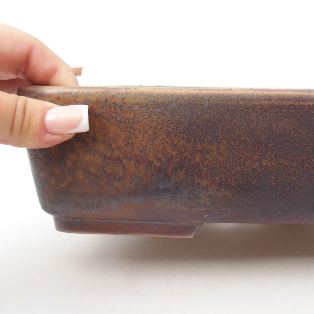 Ciotola per bonsai in ceramica 26,5 x 20,5 x 6,5 cm, marrone