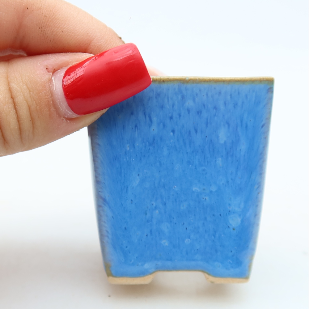 Ciotola per bonsai in ceramica 4,5 x 4,5 x 5 cm, colore blu