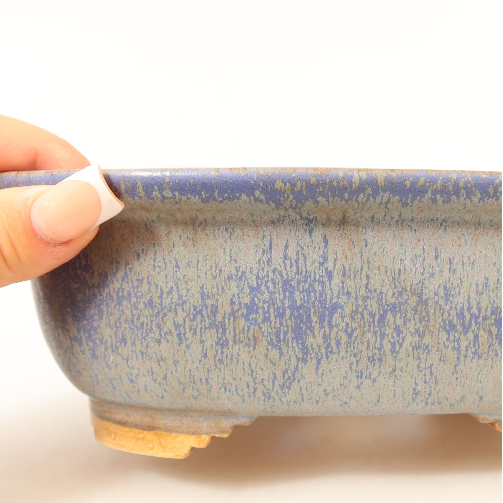 Vaso da bonsai in ceramica 20,5 x 16,5 x 7 cm, colore blu