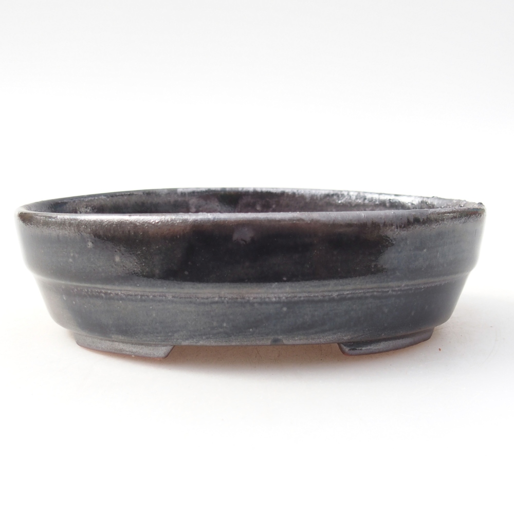 Ciotola per bonsai in ceramica 14 x 10,5 x 4 cm, colore nero