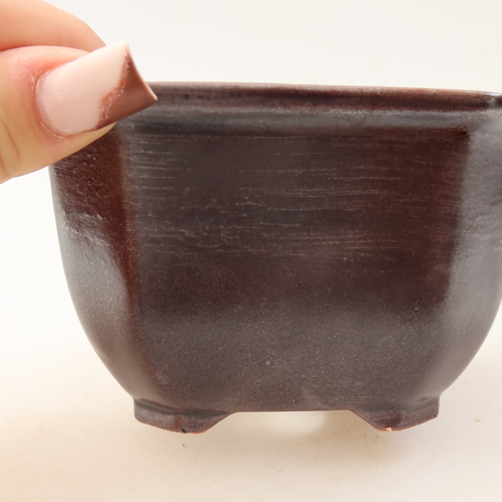 Vaso da bonsai in ceramica 10 x 10 x 6,5 cm, colore marrone
