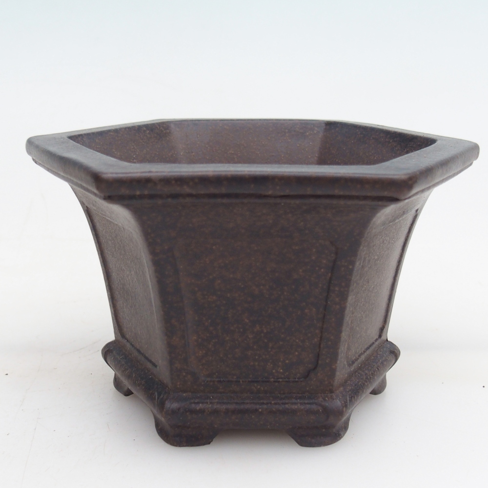 Ciotola per bonsai in ceramica 13,5 x 12 x 8 cm, colore marrone ocra