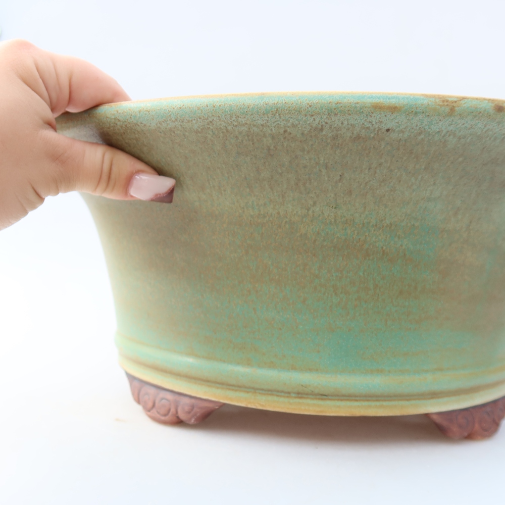 Vaso da bonsai in ceramica 31,5 x 31,5 x 14,5 cm, colore verde