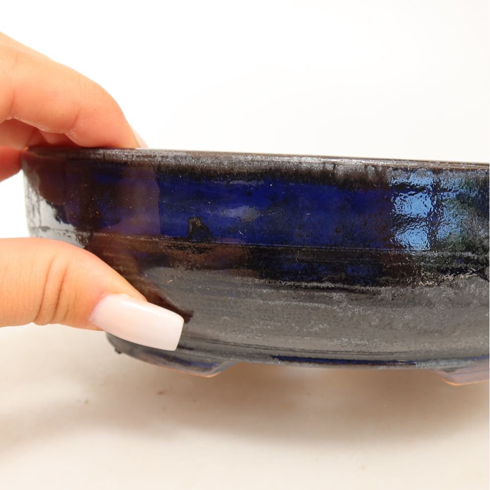 Ciotola bonsai in ceramica 18 x 18 x 5,5 cm, colore blu