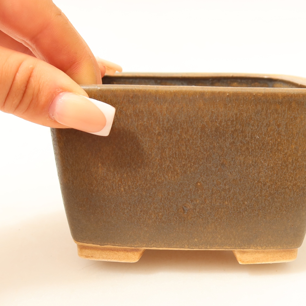 Vaso da bonsai in ceramica 10,5 x 10,5 x 7 cm, colore marrone