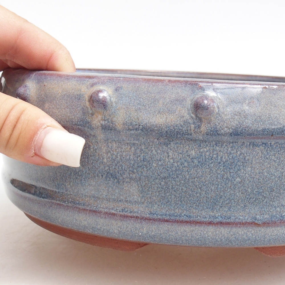 Ciotola bonsai in ceramica 19,5 x 19,5 x 6,5 cm, colore blu