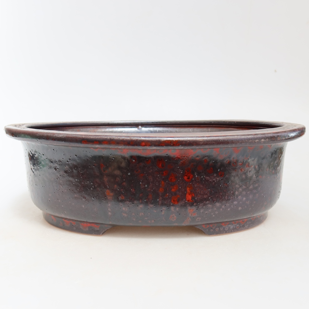 Vaso da bonsai in ceramica 26 x 22 x 8 cm, colore rosso metallizzato