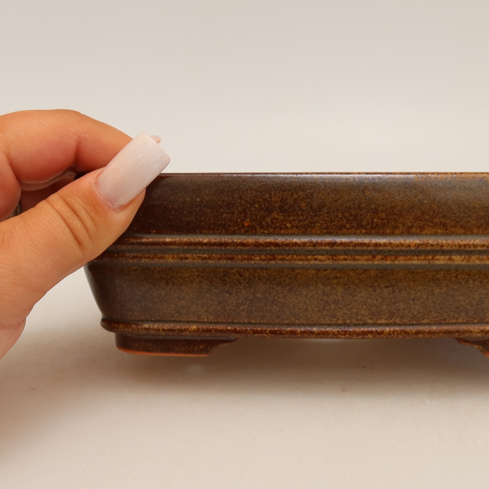 Vaso da bonsai in ceramica 17 x 12,5 x 5,5 cm, colore marrone