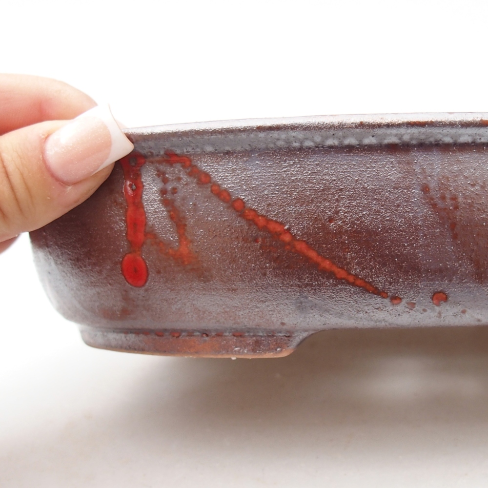 Ciotola bonsai in ceramica 22 x 17 x 5 cm, rosso metallizzato