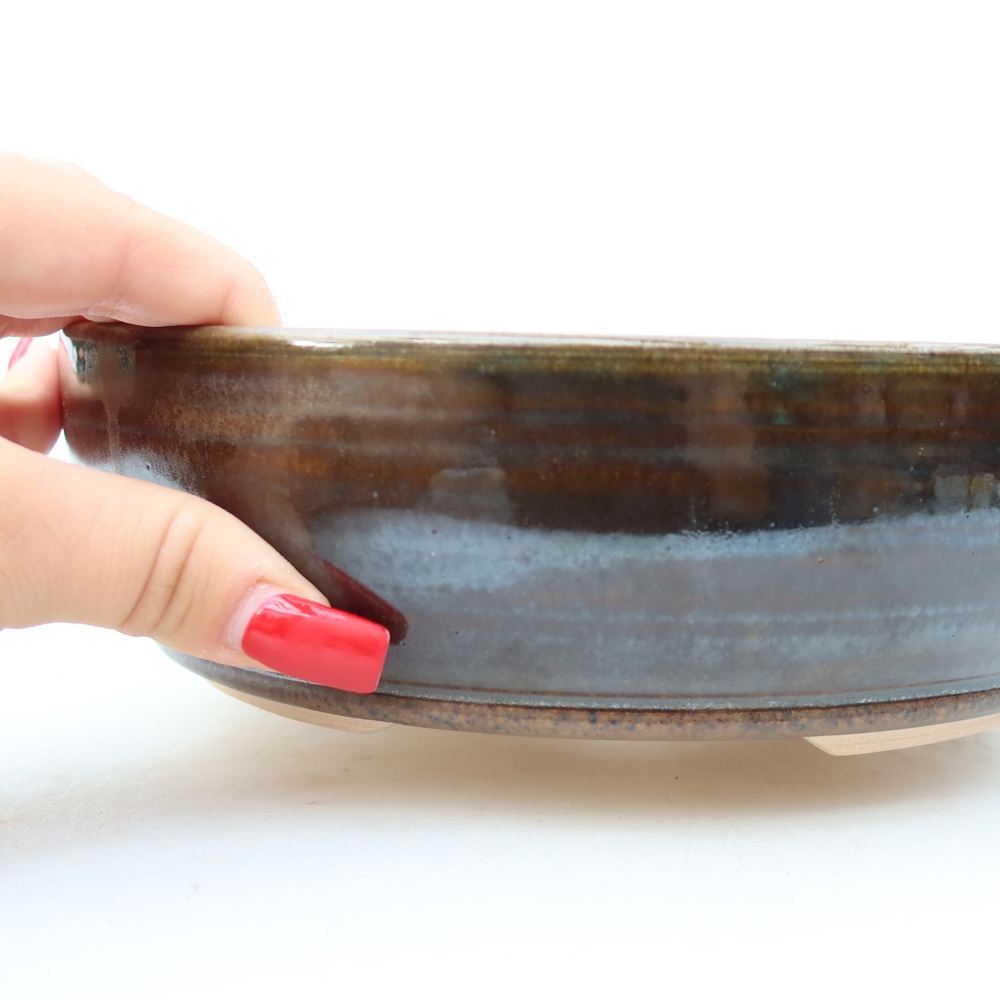 Ciotola per bonsai in ceramica 20 x 20 x 6 cm, marrone