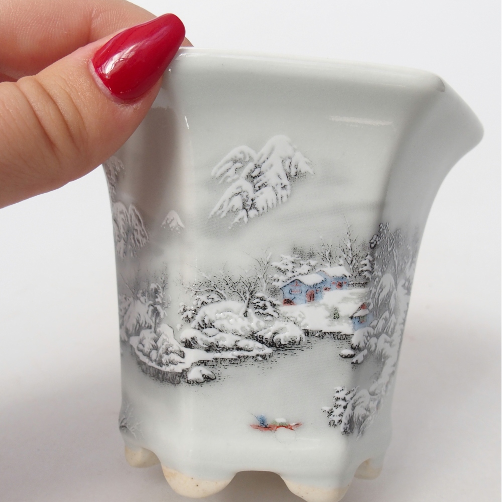 Ciotola per bonsai in ceramica 10 x 9 x 9 cm, colore bianco