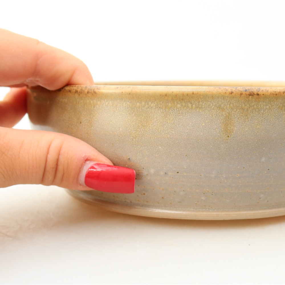 Vaso da bonsai in ceramica 17,5 x 17,5 x 5,5 cm, colore beige
