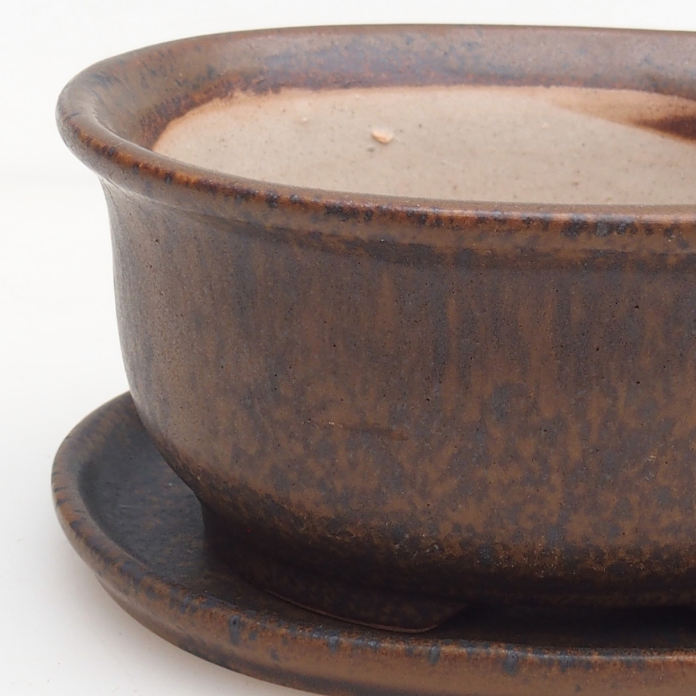 Ciotola bonsai + piattino H11 - 11,5 x 10 x 4 cm - verde