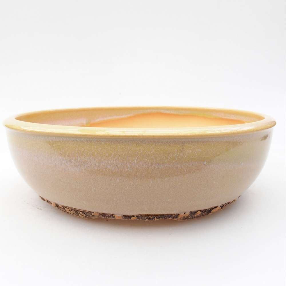 Ciotola per bonsai in ceramica 19,5 x 19,5 x 6 cm, colore beige