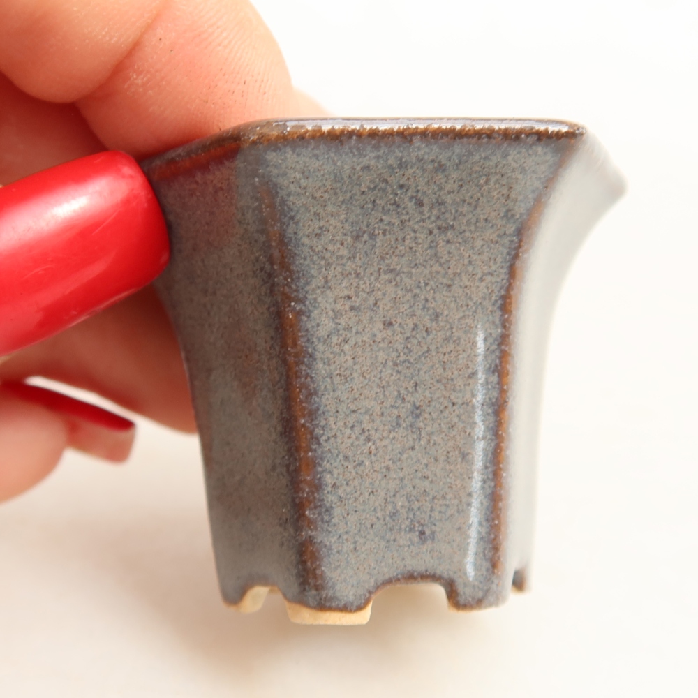 Vaso da bonsai in ceramica 4,5 x 4 x 3,5 cm, colore grigio