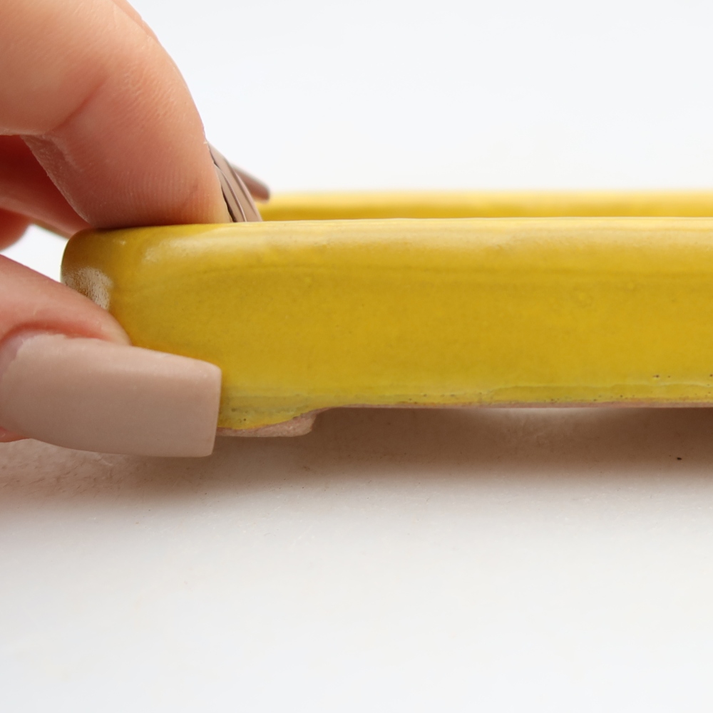 Ciotola per bonsai in ceramica 10 x 8 x 2 cm, giallo