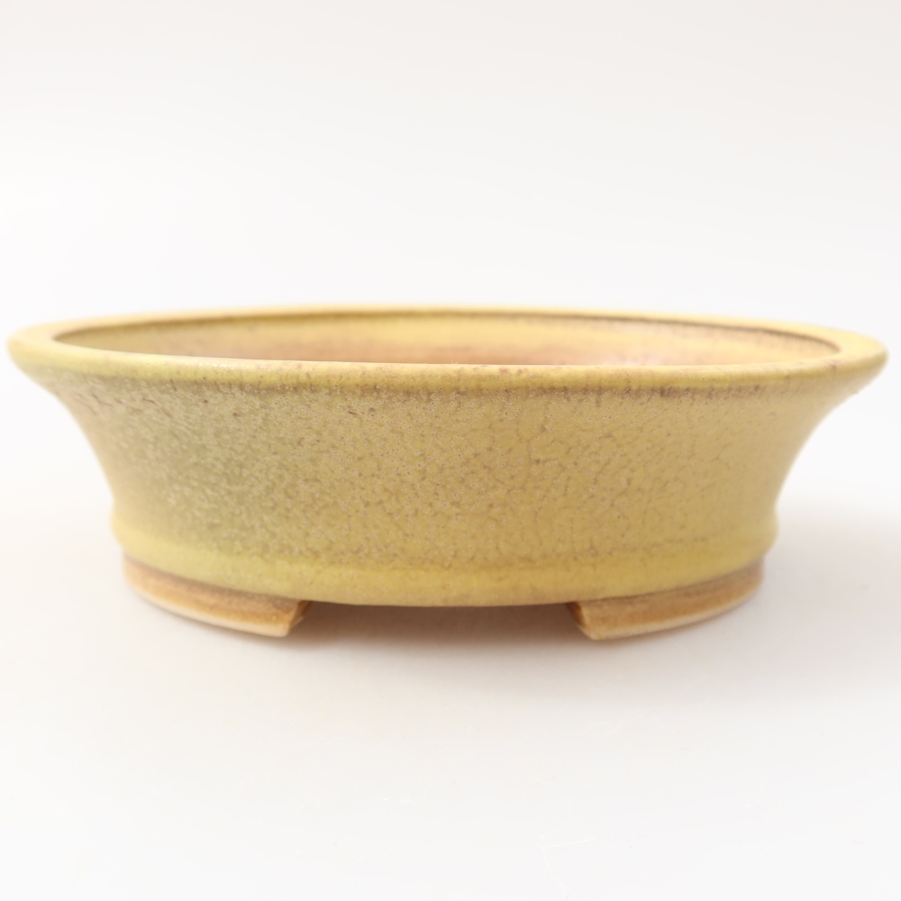 Vaso da bonsai in ceramica 14,5 x 12,5 x 4 cm, colore giallo