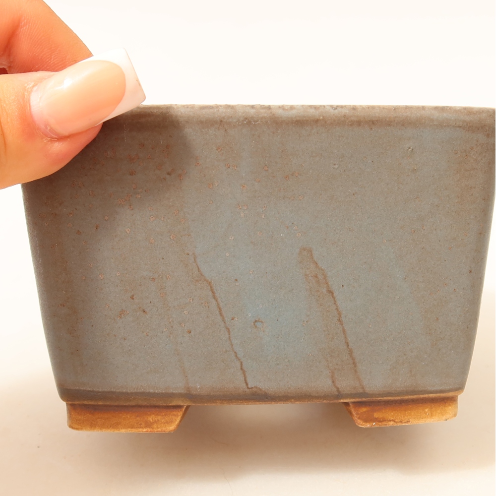 Vaso da bonsai in ceramica 10,5 x 10,5 x 7 cm, colore blu